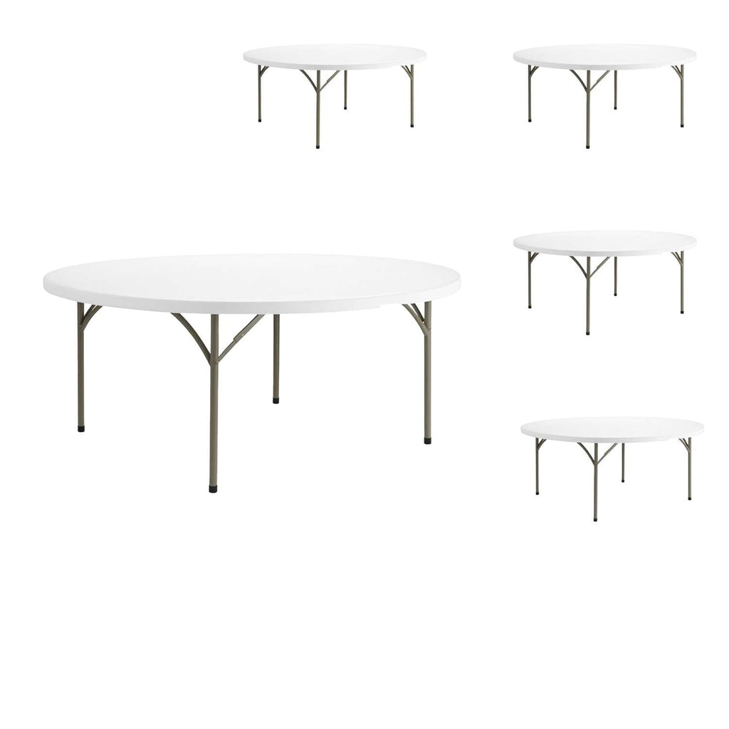 72" Round Granite White Folding Table 5 Pack P8824