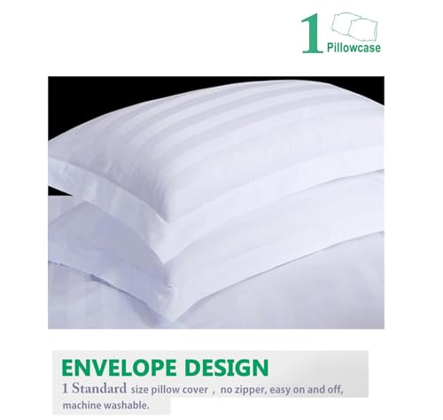 100% Egyptian Cotton King Size 4 Piece Bed Sheet Set White Stripe G402