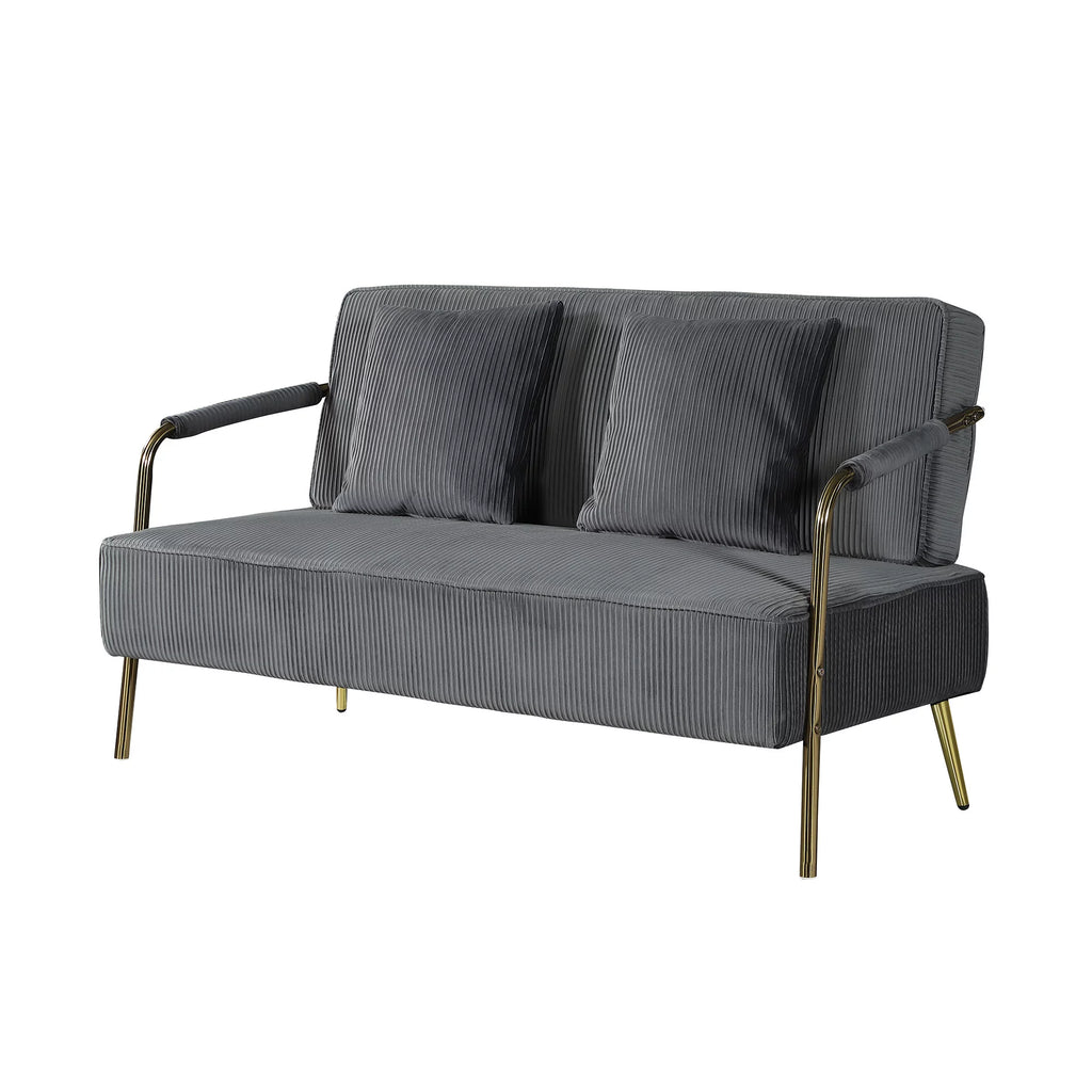 Velvet Loveseat with Gold Metal Legs K57443