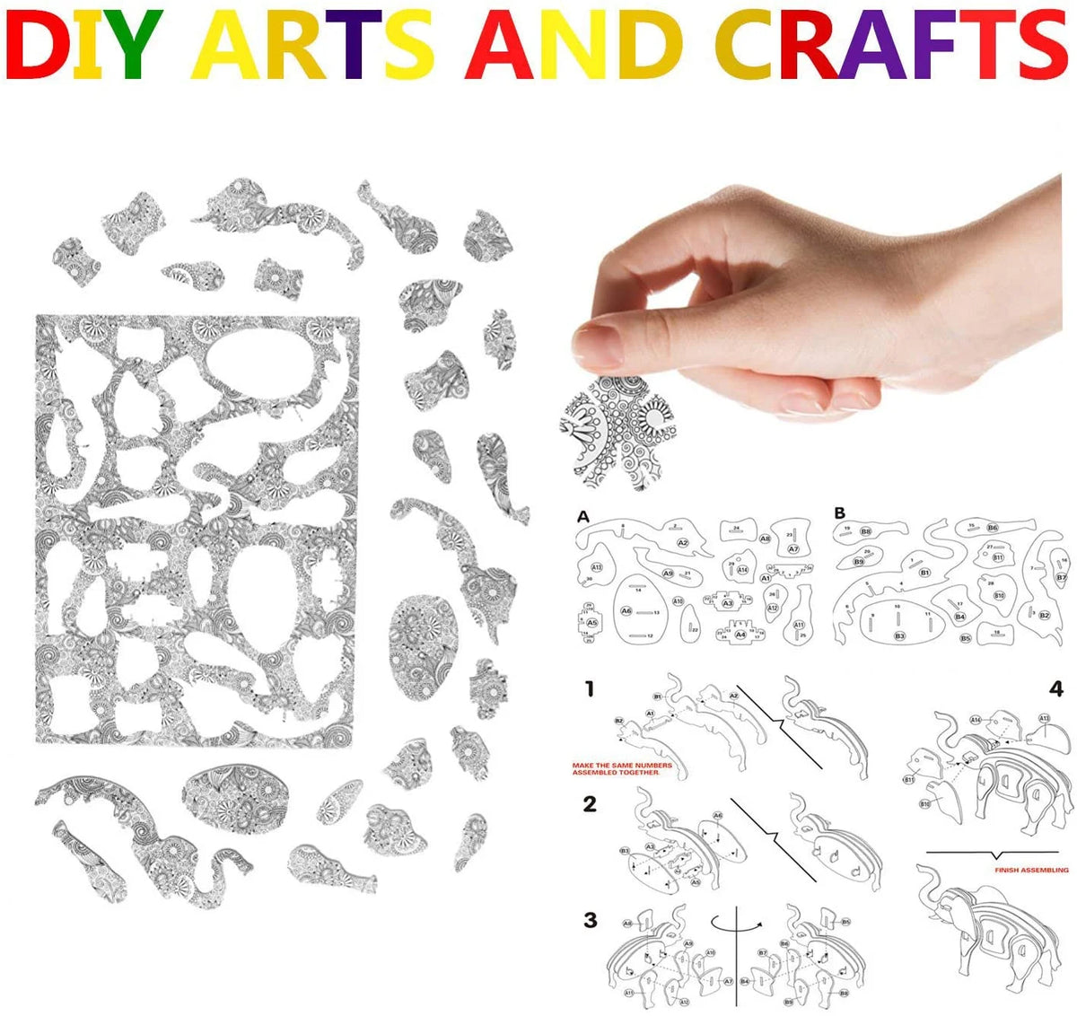 3D Coloring Puzzle Set with 24 Pen Arts and Crafts Kit T332