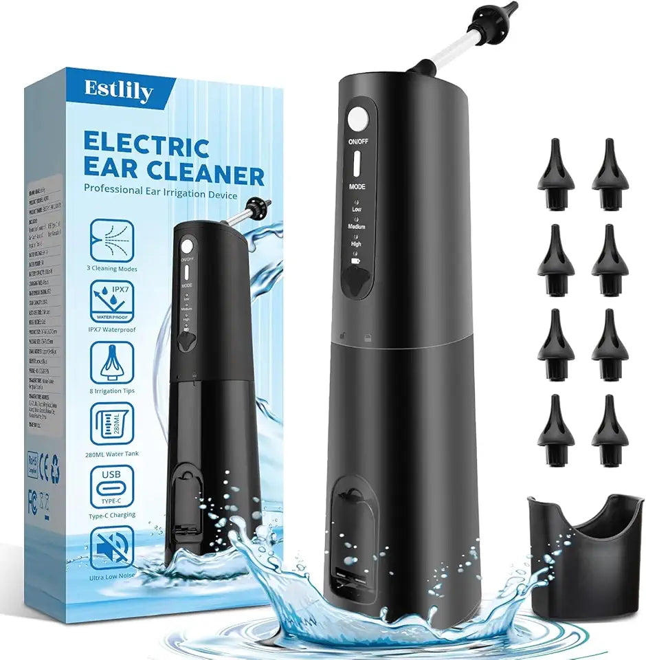 Electric Ear Cleaner with 8 Reusable Irrigation Tips W223021