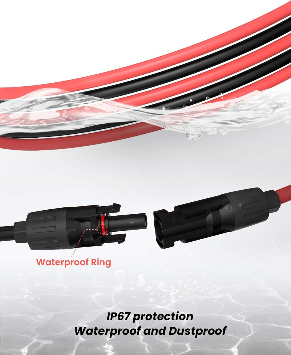 40 Feet 10AWG Solar Extension Cable with Female and Male Connector, Pack of 2 Y7938