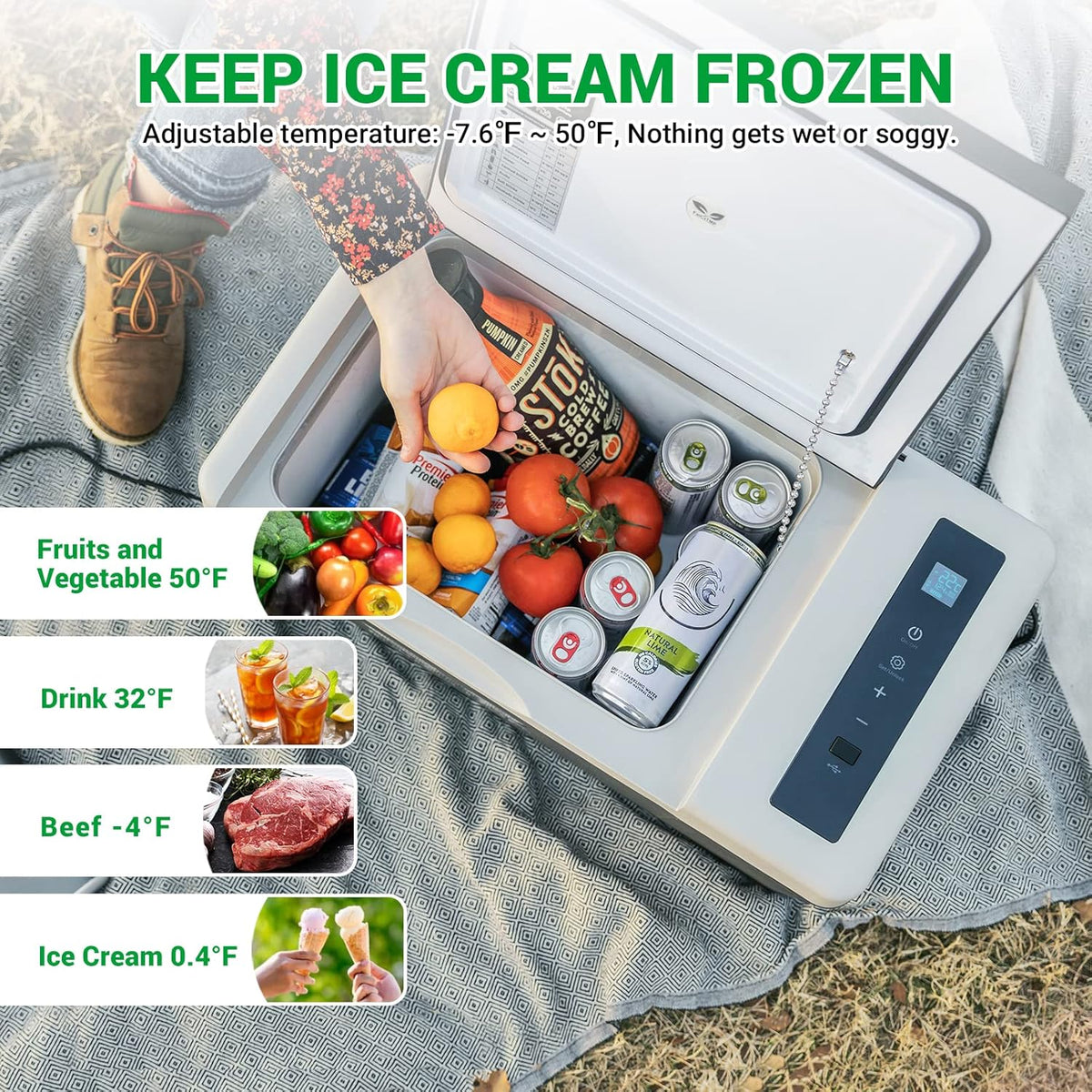 Portable Refrigerator 20 Quart 12 Volt Freezer 18L Car Fridge With Compressor X45246