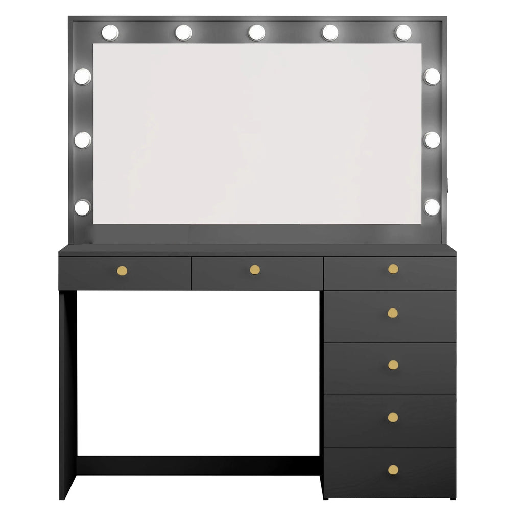 Black Painted Makeup Vanity Table with Light Bulbs H757