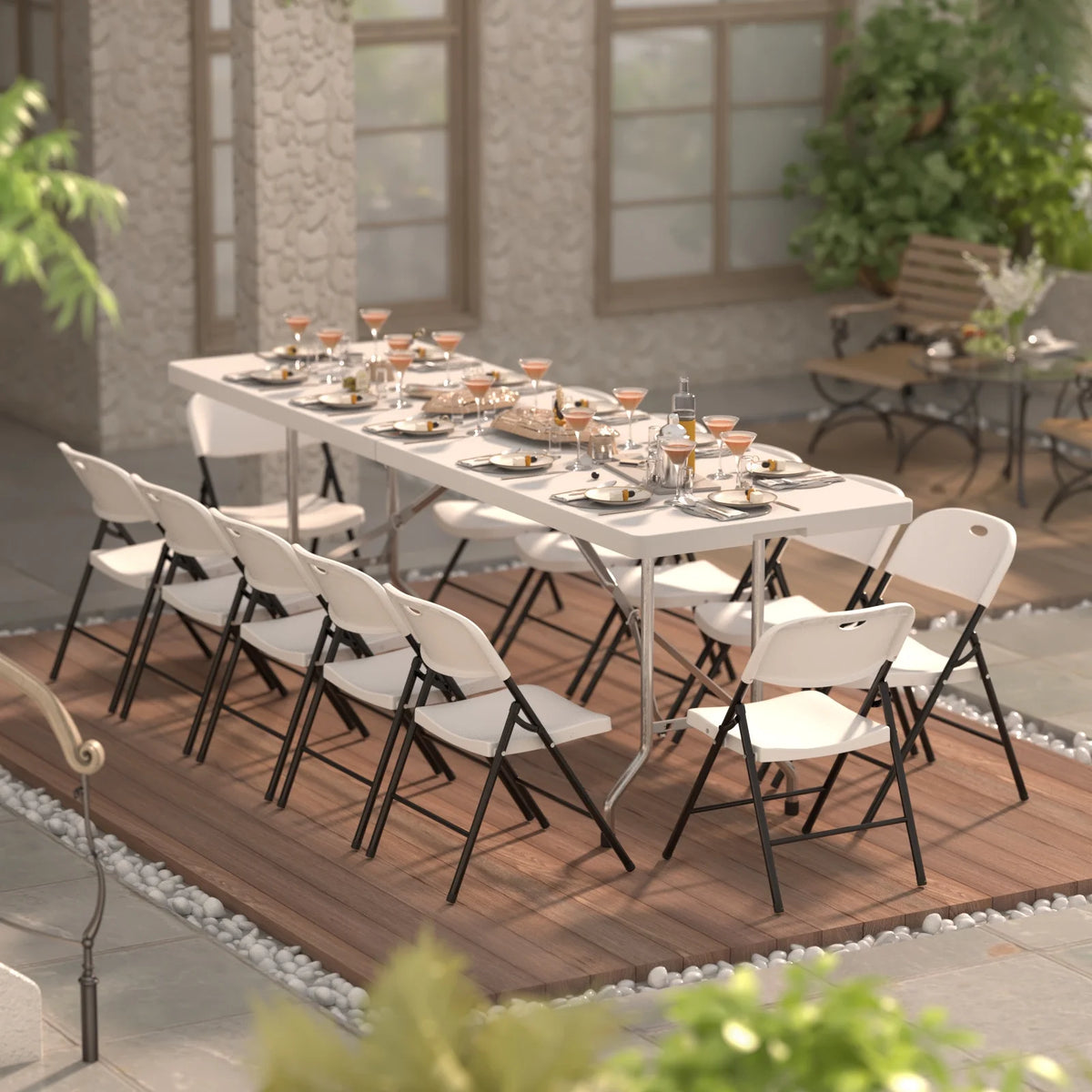 10 Pack Heavy Duty Plastic Folding Chair with Steel Frame W6152