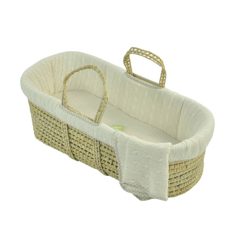 Natural Cable Knit Moses Basket V640279