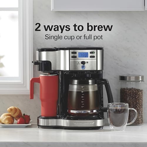 2-Way 12 Cup Programmable Drip Coffee Maker & Single Serve Machine, Glass Carafe, Black T11617