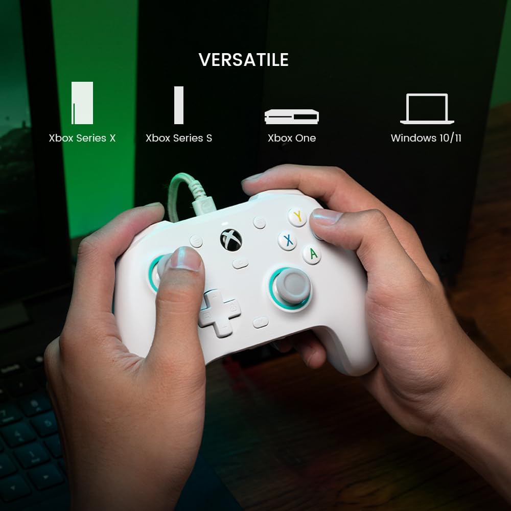 Wired Gamepad with Hall Effect Joysticks and 3.5 mm Audio Jack White T479