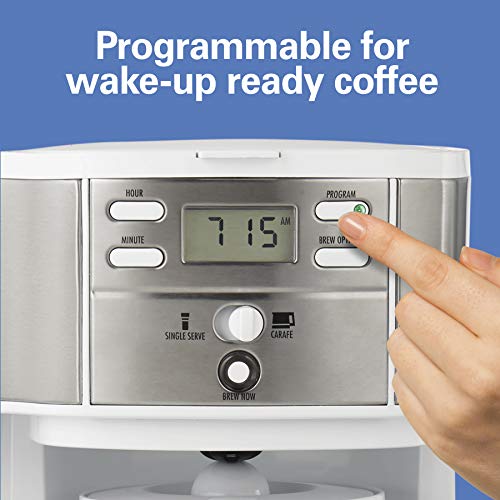 2-Way 12 Cup Programmable Drip Coffee Maker & Single Serve Machine, Glass Carafe, Black T11617