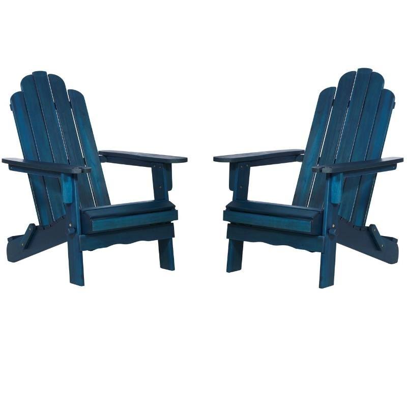 2 Piece Navy Blue Acacia Patio Set C96650