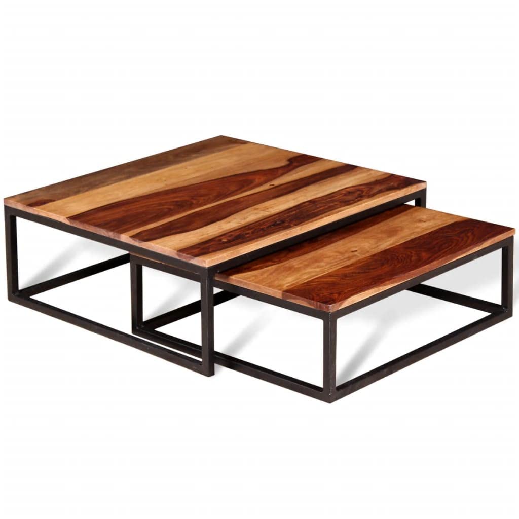 Two Piece Nesting Coffee Table Set Solid Sheesham Wood F179