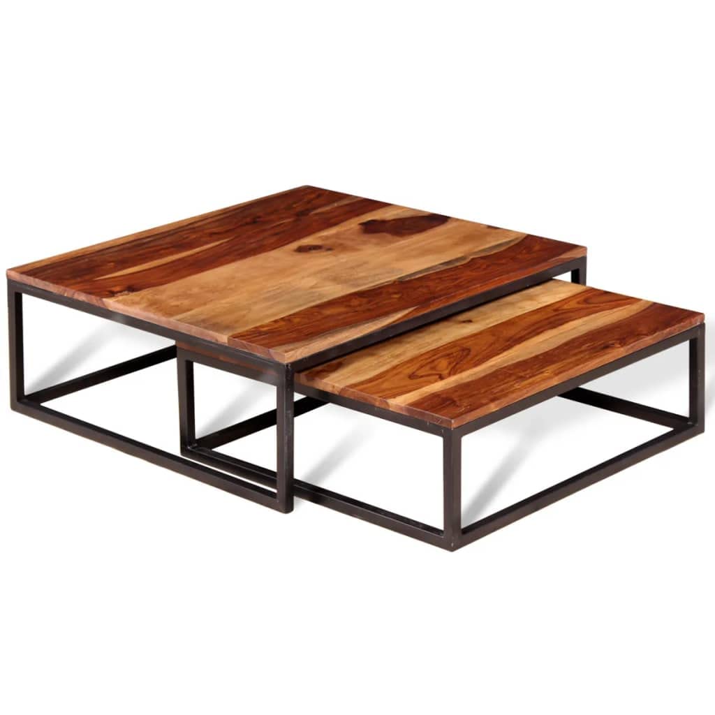 Two Piece Nesting Coffee Table Set Solid Sheesham Wood F179