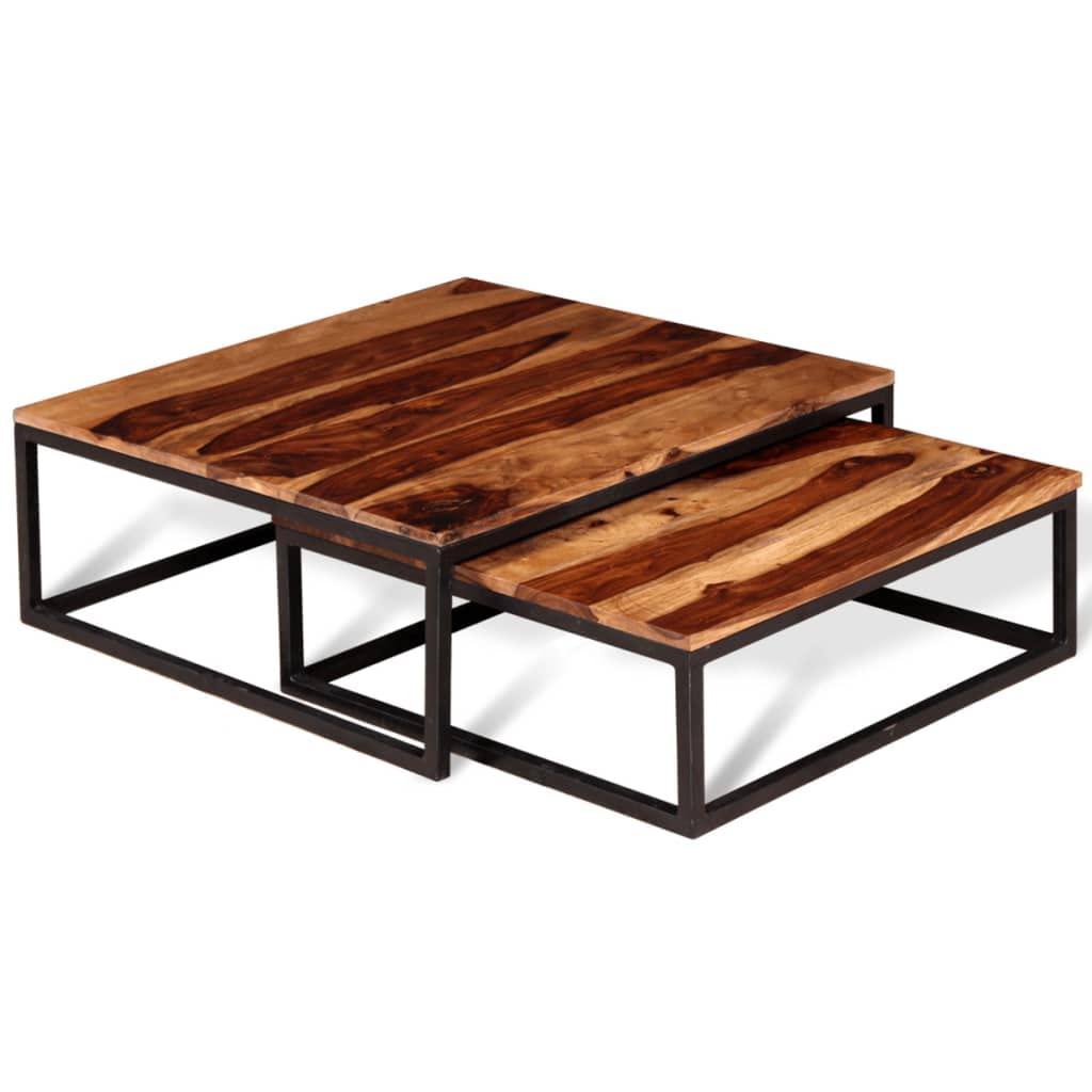 Two Piece Nesting Coffee Table Set Solid Sheesham Wood F179