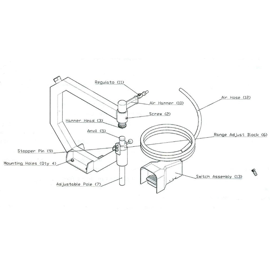 19.6" Throat Pneumatic Planishing Hammer with Steel Frame Stand & Foot Pedal E2980