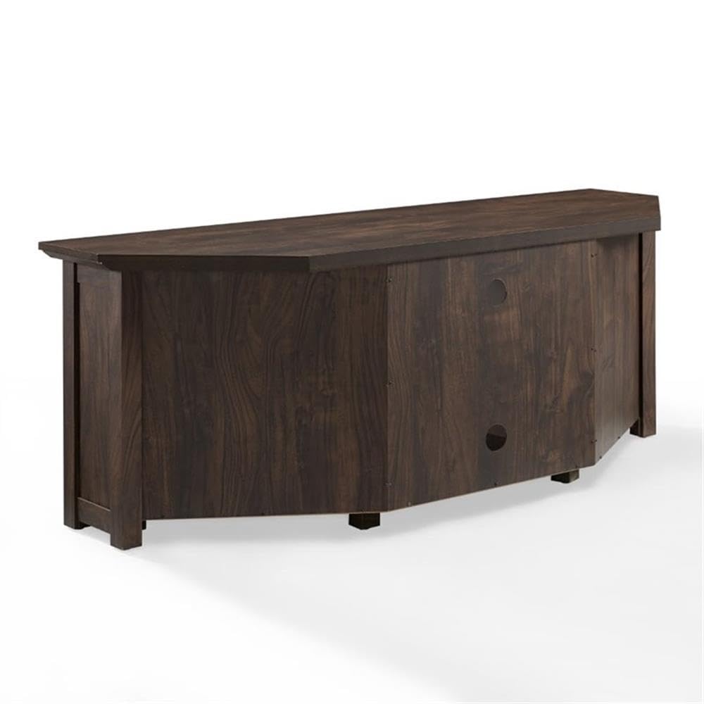 58" Rustic Wood Corner TV Stand, Dark Walnut W1532