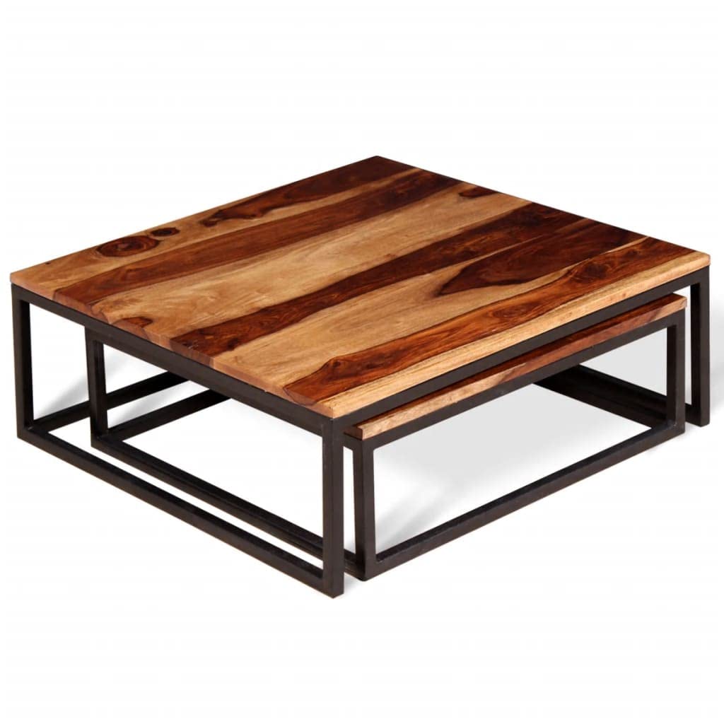 Two Piece Nesting Coffee Table Set Solid Sheesham Wood F179