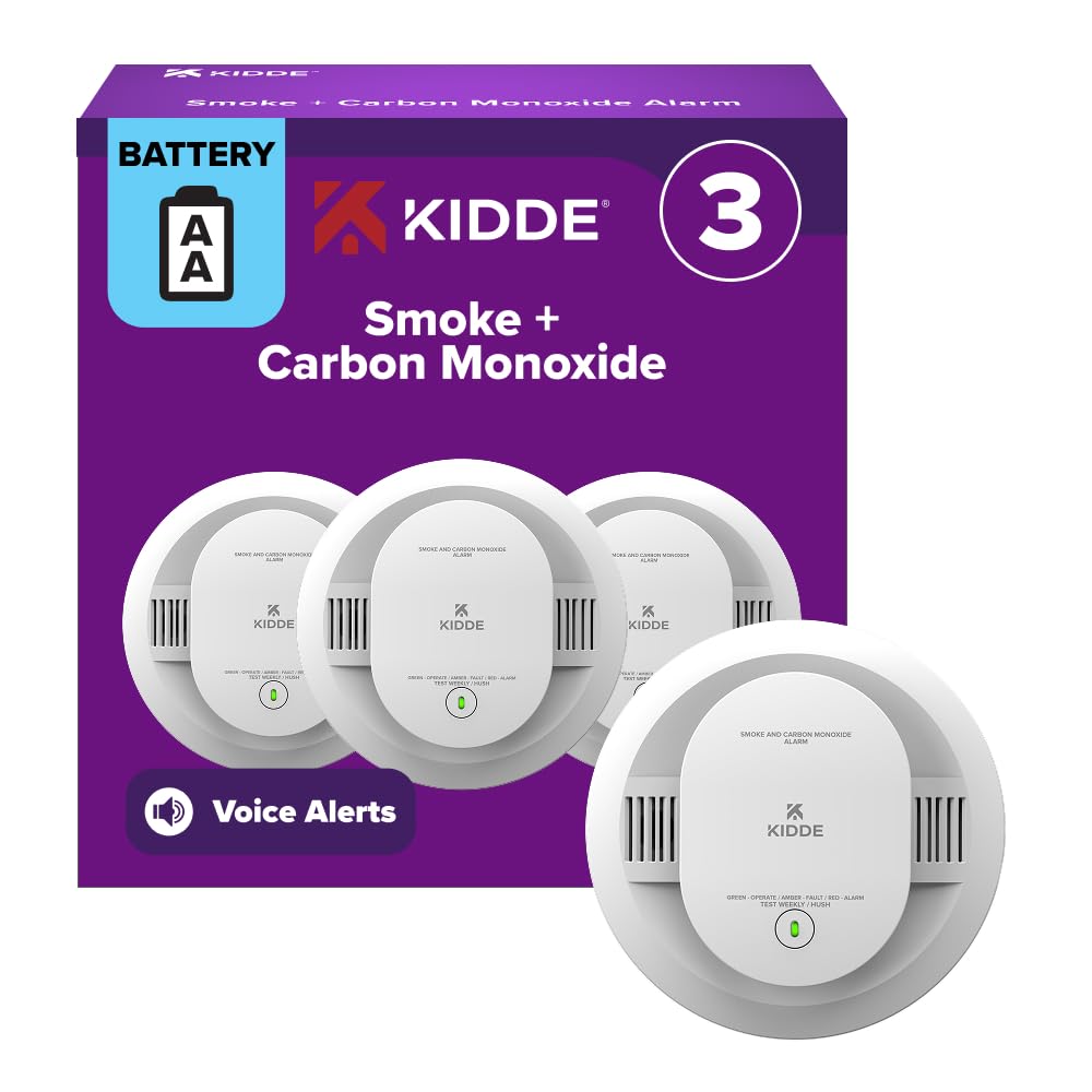 Smoke & CO Detector, AA Battery-Powered, 3 Pack D487