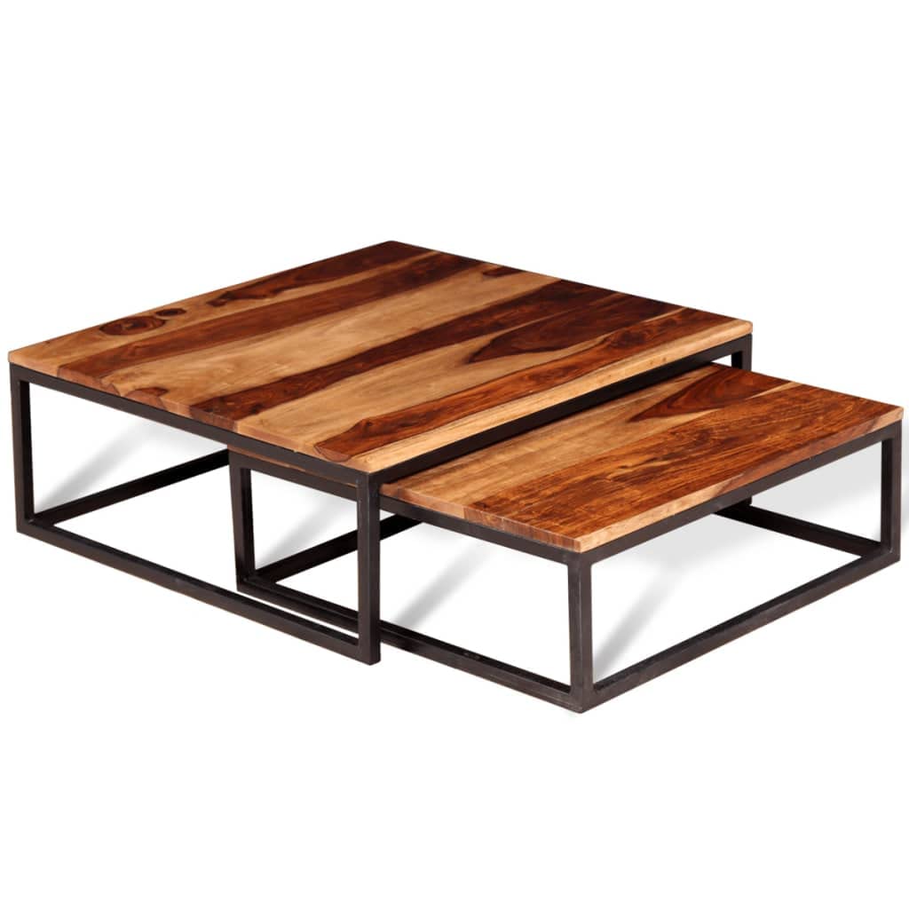 Two Piece Nesting Coffee Table Set Solid Sheesham Wood F179