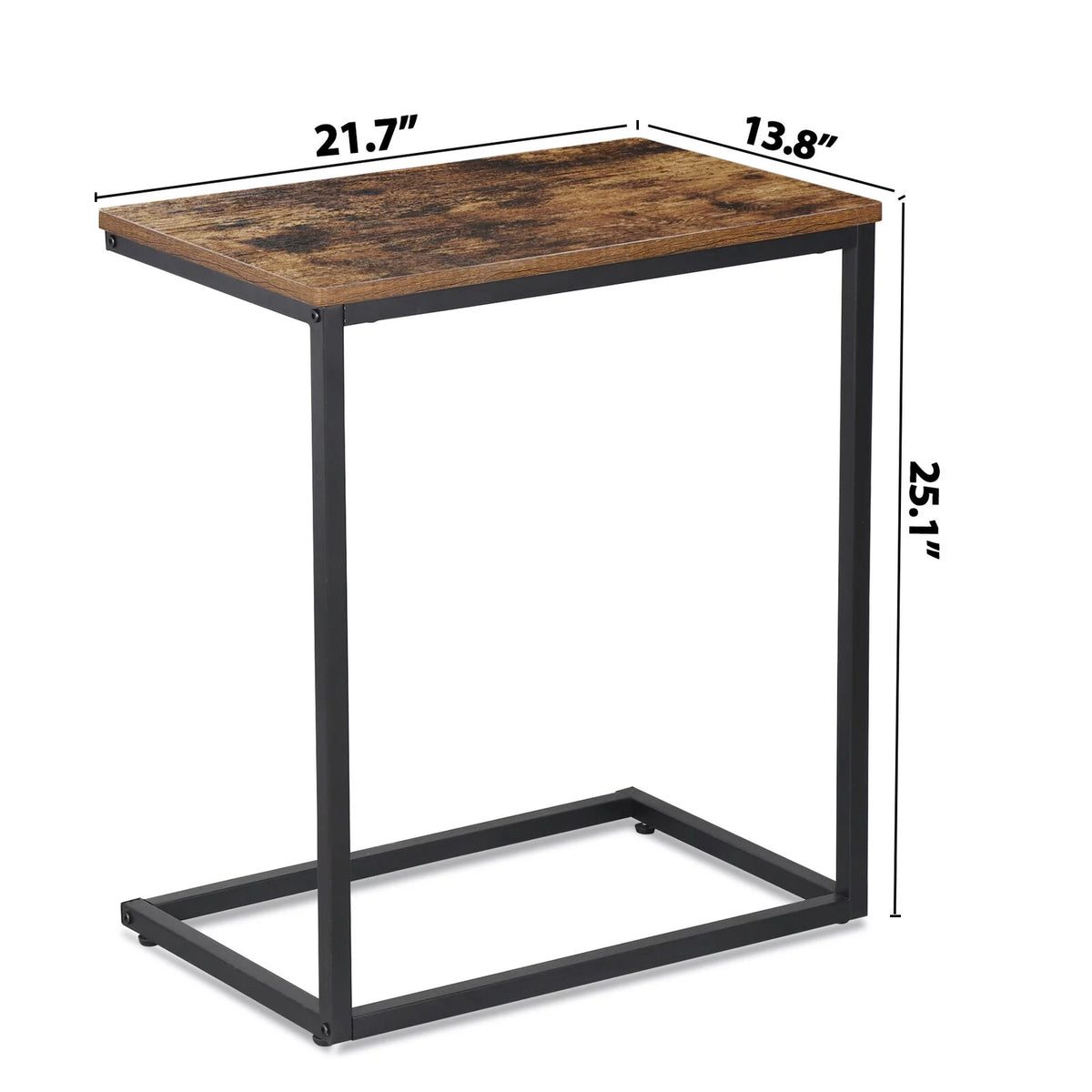 C-Shaped Sofa Bed Side Table with Metal Frame Rustic Brown S89083