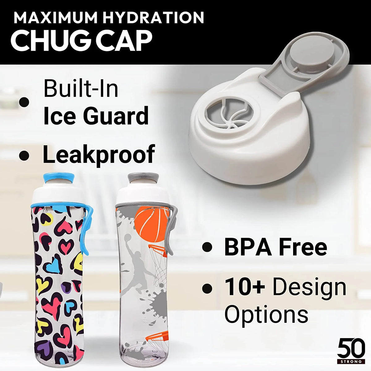 24oz BPA-Free Reusable Kids Water Bottle with Time Marker S678376