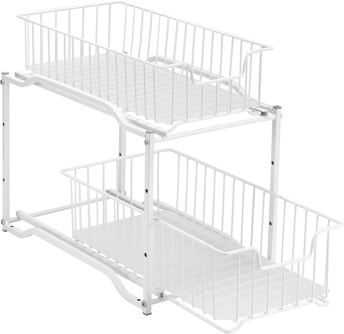 2 Pack White Stackable 2 Tier Under Sink Cabinet Organizer with Sliding Storage Drawer Y4375