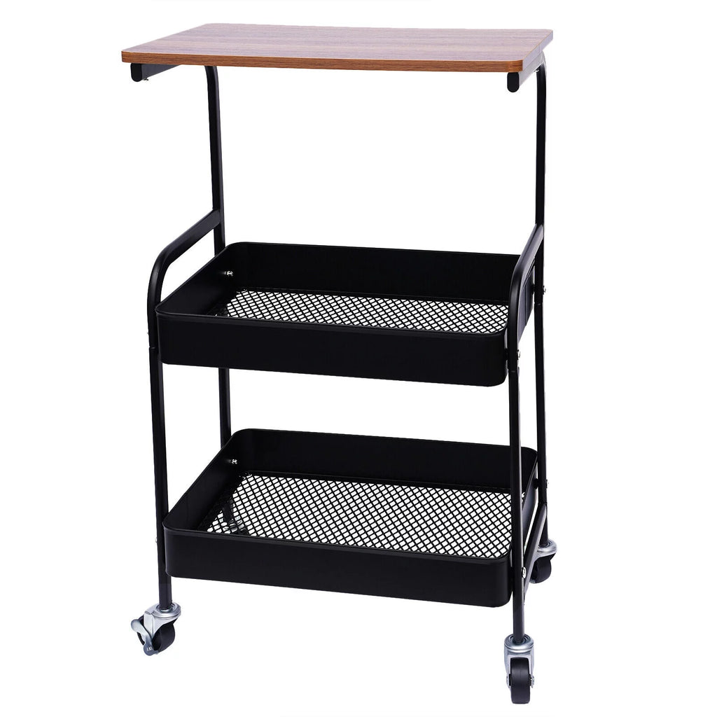 3 Tier Mobile Laptop Printer Cart Rolling Computer Stand Q56405