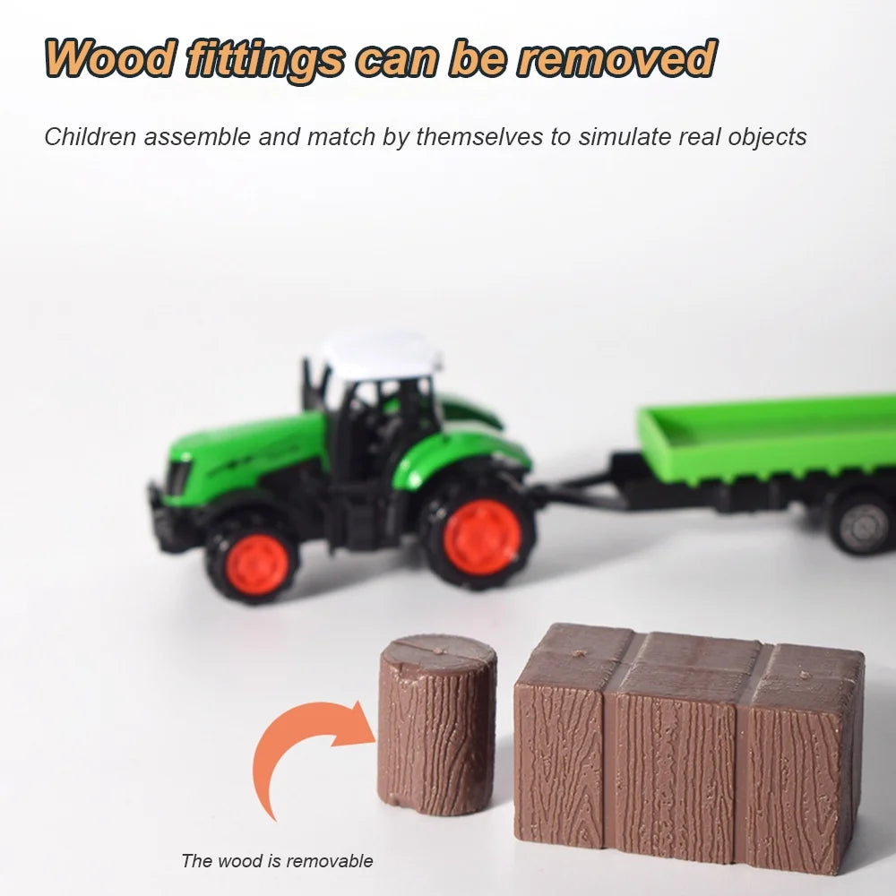 1:64 3PCS Die-Cast Metal Farm Tractors Truck and Trailers Set Toy V2564