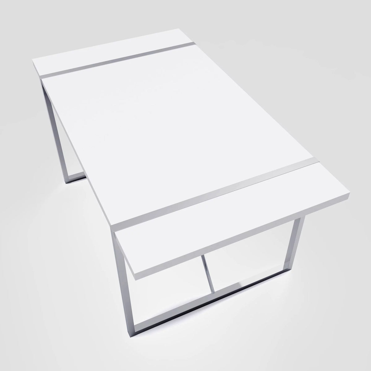 White Dining Table with Silver Metal Legs Q72778