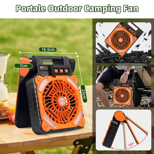 20000mAh Rechargeable Solar Fan with LED Light R7803