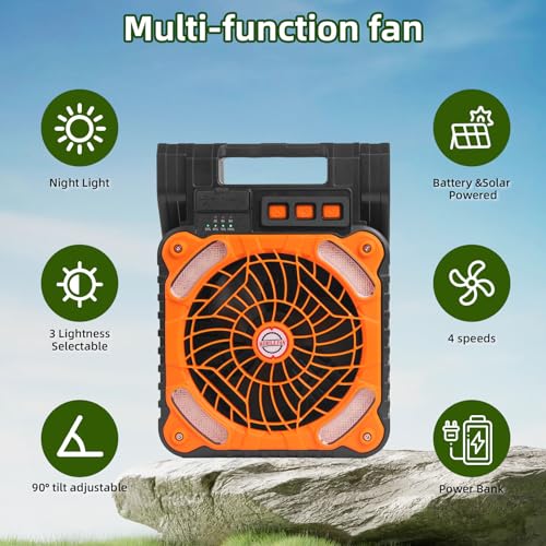 20000mAh Rechargeable Solar Fan with LED Light R7803