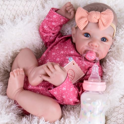 20 Inch Realistic Handmade Cloth Body Newborn Baby Doll with Blue Eyes & Hand-Painted Hair Weighted Cuddle Doll U3865