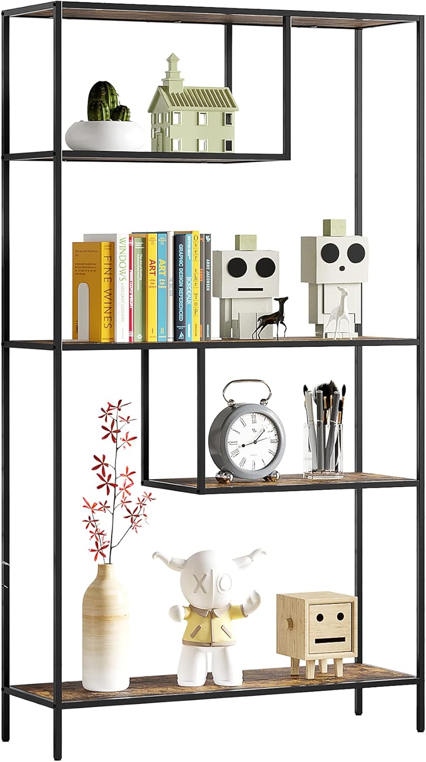 Brown 3-Tier Metal Open Bookshelf X65021
