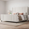 Queen Platform Bed Frame with Vertical Channel, Cream E34464