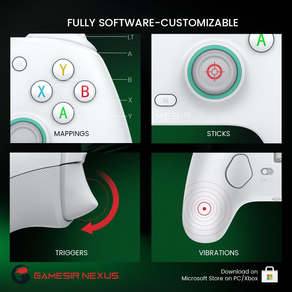 Wired Gamepad with Hall Effect Joysticks and 3.5 mm Audio Jack White T479