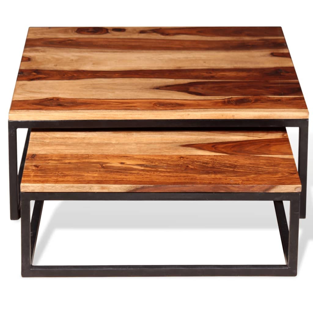 Two Piece Nesting Coffee Table Set Solid Sheesham Wood F179