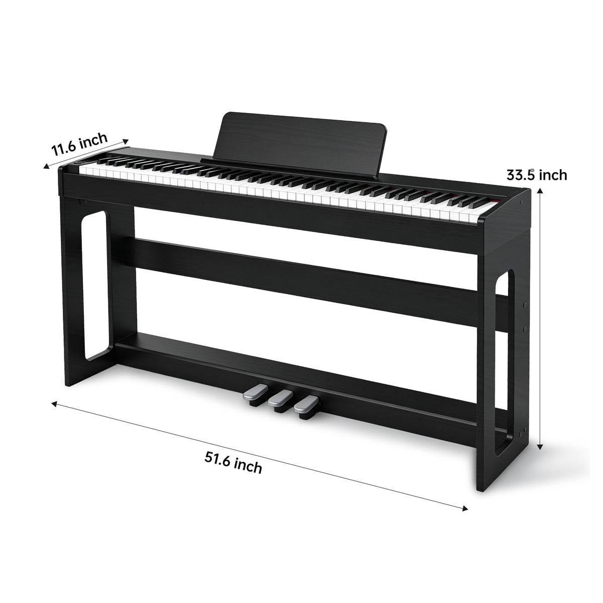 88 Key Weighted Digital Piano with Furniture Stand and Triple Pedal M787