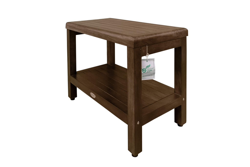 24" Teak Shower Bench with Shelf Z755680