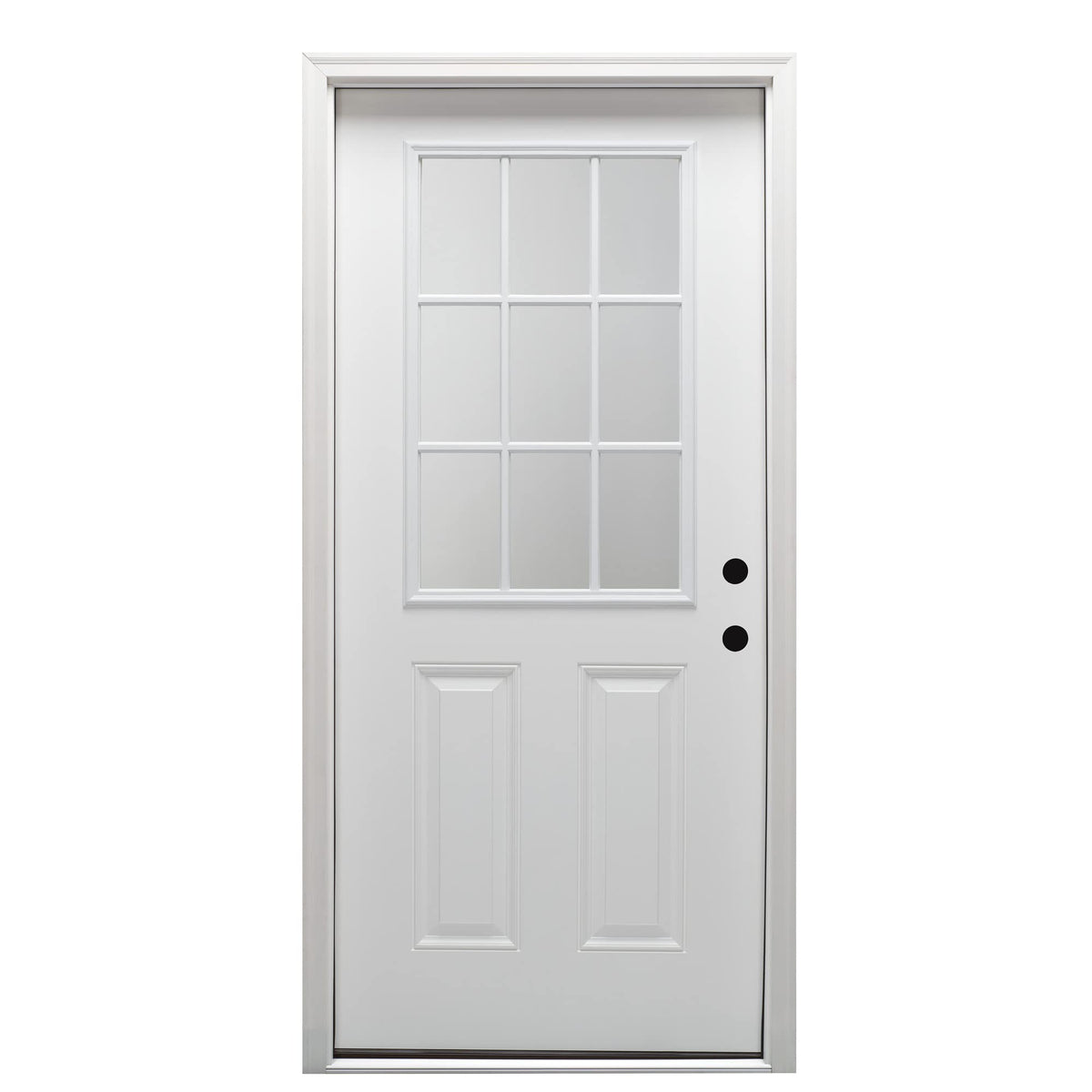 Steel Primed Left Hand In-Swing Prehung Front Door 9 Lite Clear Glass 36" x 80" R389240