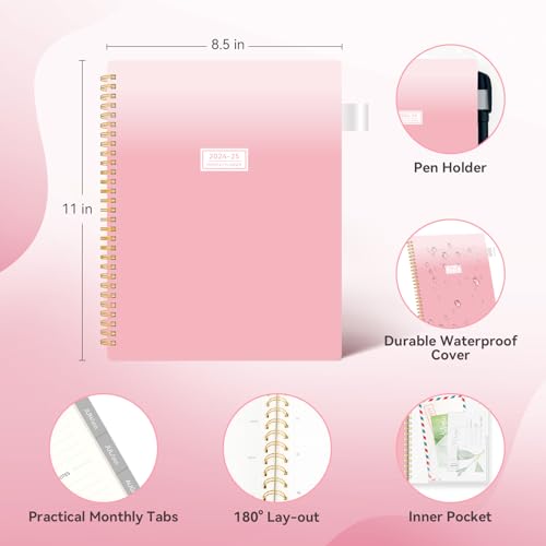 Pink 18-Month Monthly Planner, 8.5" x 11", Spiral Binding C539