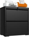 Black 2 Drawer Lateral File Cabinet with Lock K19433