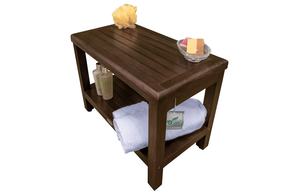 24" Teak Shower Bench with Shelf Z755680