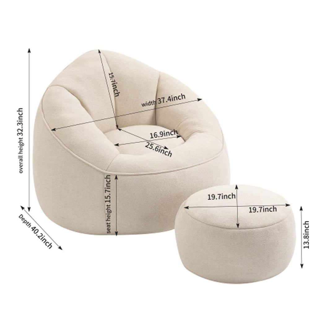 Memory Foam Bean Bag Chair with Ottoman W9056