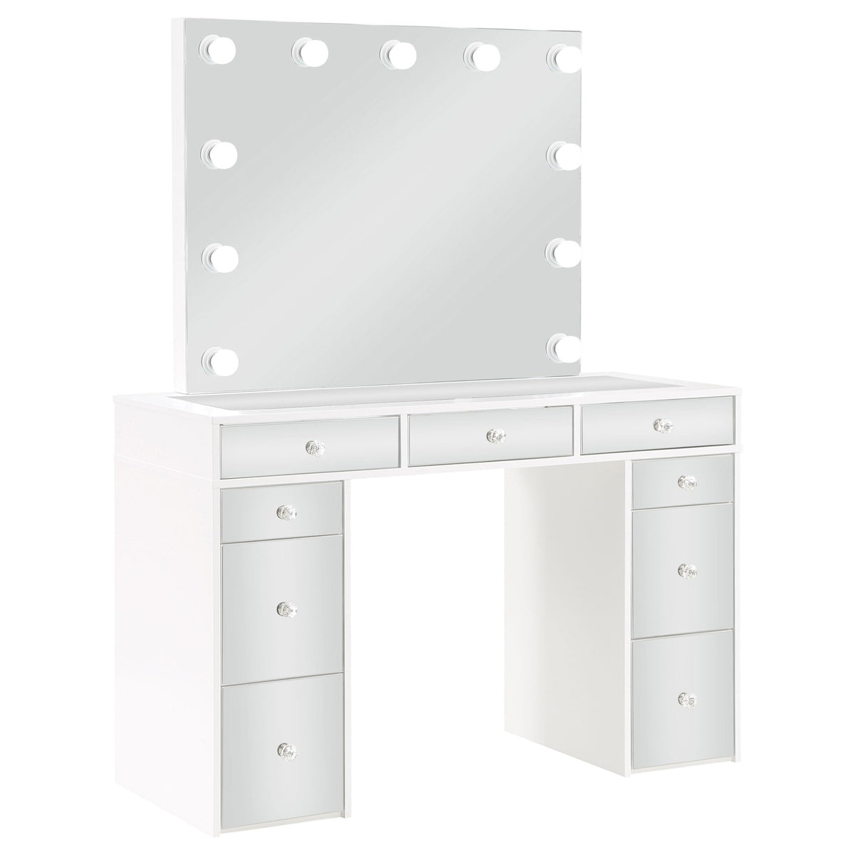White Velvet 9-Drawer Vanity Table Set H7743