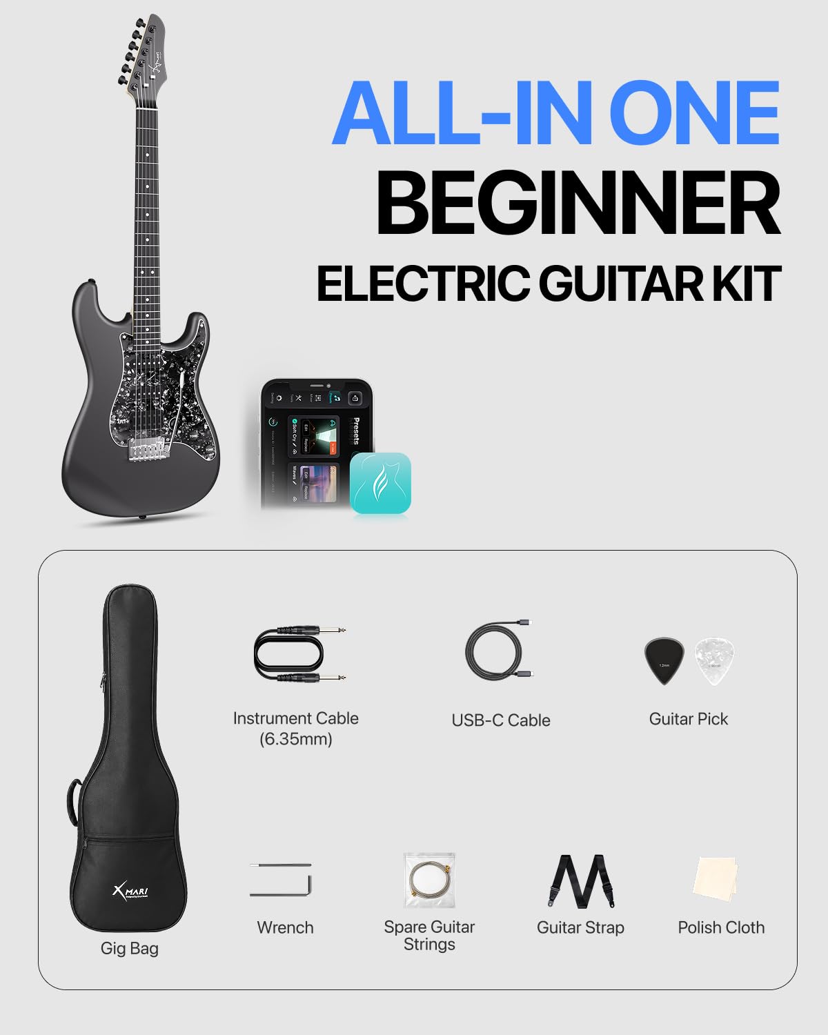 39" Smart Electric Guitar with Built-in 4 Effects K627
