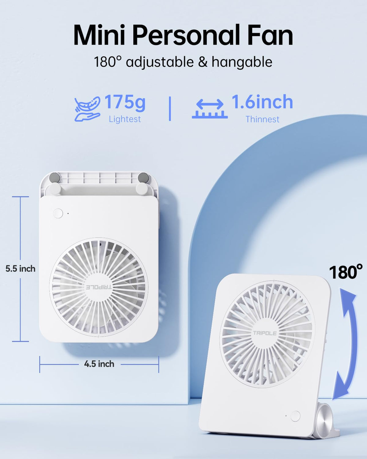 Small Portable Desk Fan 2000 mAh Rechargeable Battery 4.5 Inch K261543