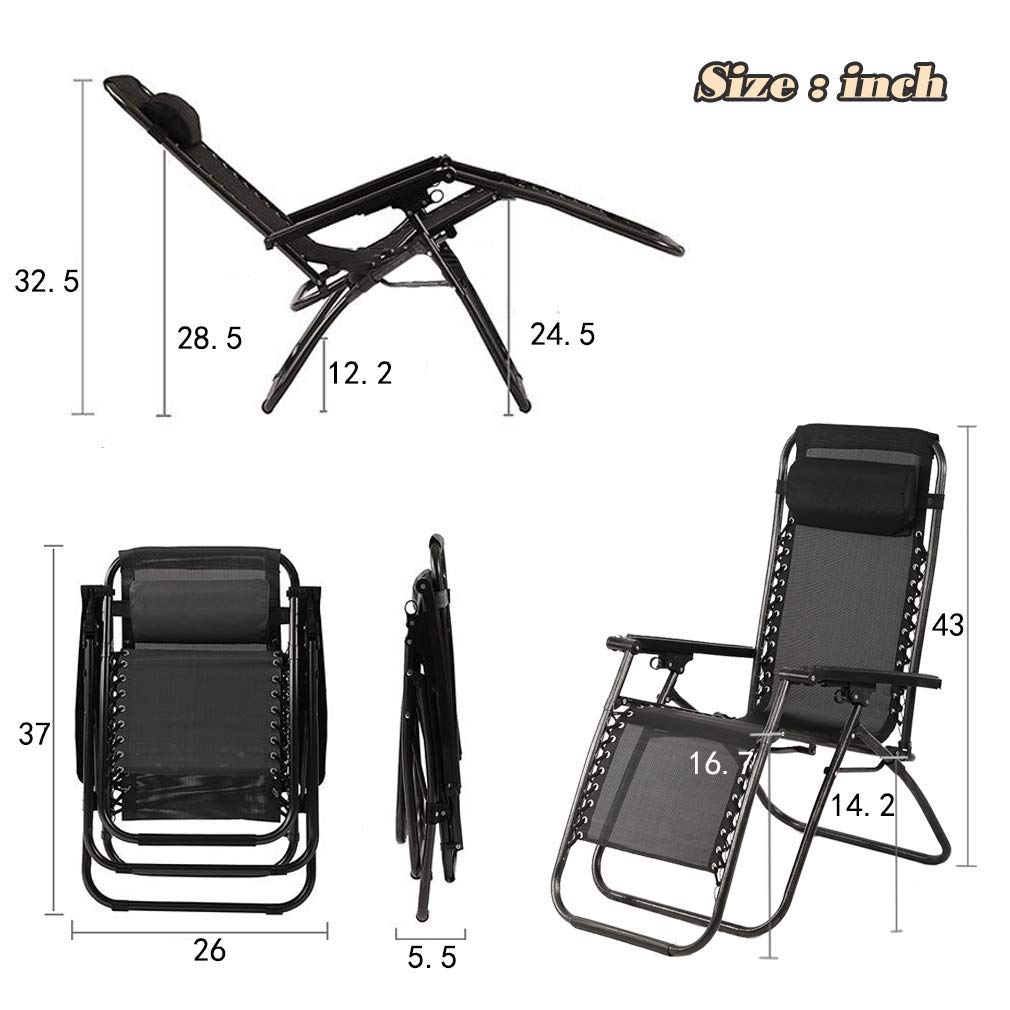 Black Zero Gravity Lounge Chair with Pillow & Cup Holder U65216
