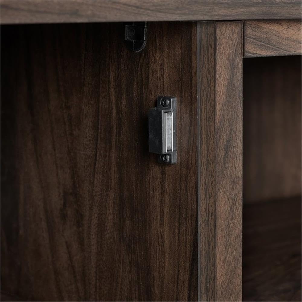 58" Rustic Wood Corner TV Stand, Dark Walnut W1532