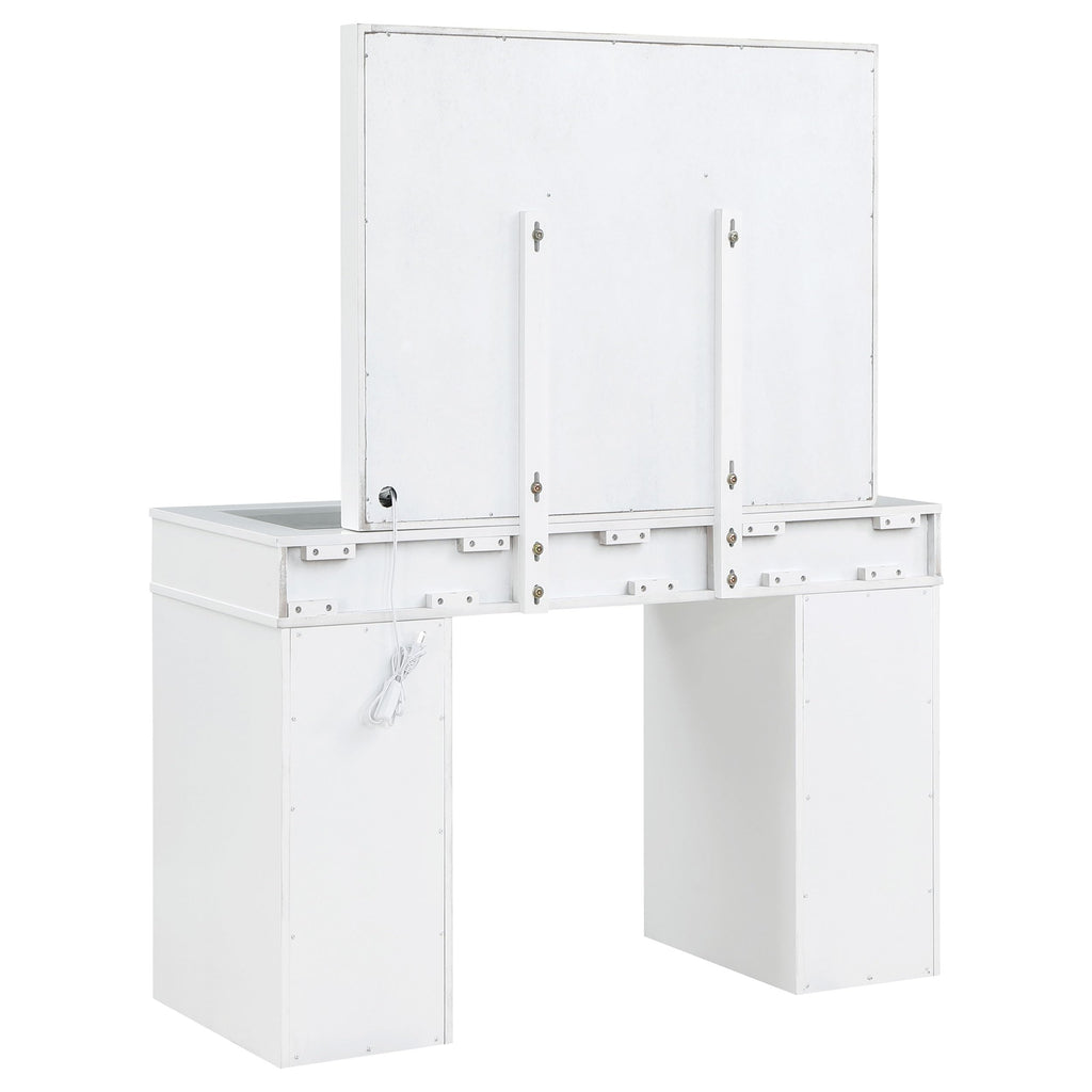 White Velvet 9-Drawer Vanity Table Set H7743