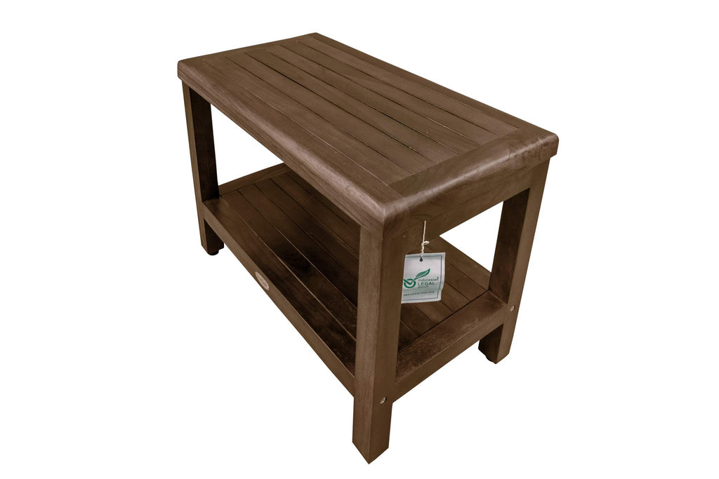 24" Teak Shower Bench with Shelf Z755680