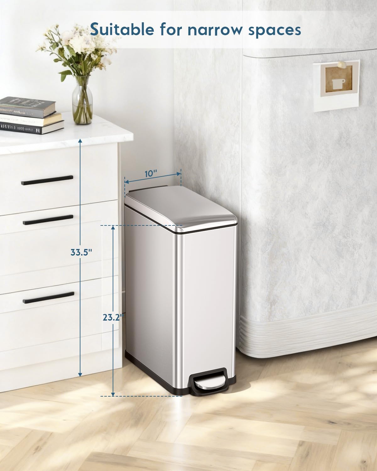 13.2 Gal Stainless Steel Slim Kitchen Trash Can J15753